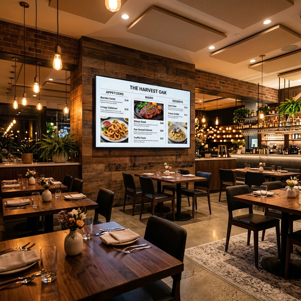 Pantallas inteligentes en restaurante